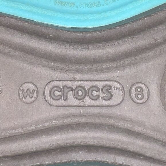 CROCS Women's Tone Skylar Flat Size 8 Slingback Toning Shoe Brown Teal Blue - Picture 8 of 8